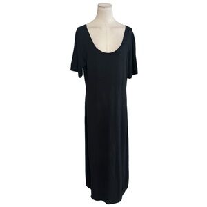 PERUVIAN CONNECTION Black Pima Cotton Scoop Neck Short Sleeve Maxi Dress Size L